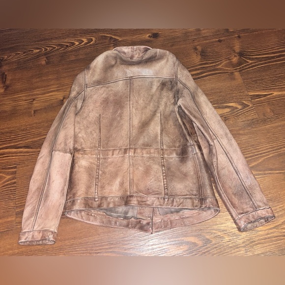 Blur Brown Distressed Leather Jacket  IT 42 US 2 4 6 - Picture 4 of 7